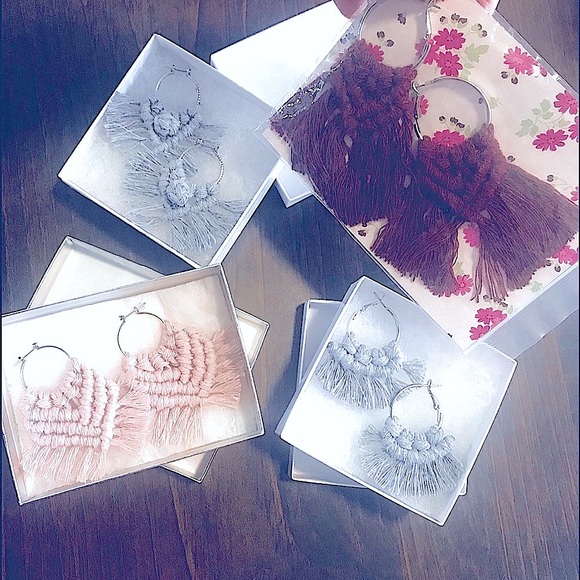 🆕Super Cute Trendy Woven Macrame Fancy Hoop Earrings Lightweight In Many Colors - Picture 8 of 16